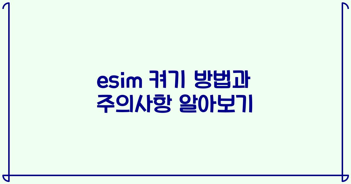 esim 켜기 방법과 주의사항 알아보기