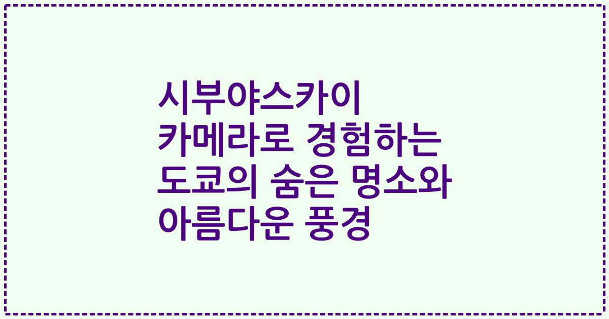 시부야스카이 카메라로 경험하는 도쿄의 숨은 명소와 아름다운 풍경