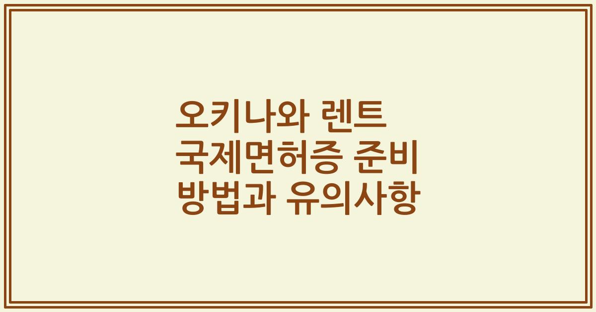 오키나와 렌트 국제면허증 준비 방법과 유의사항