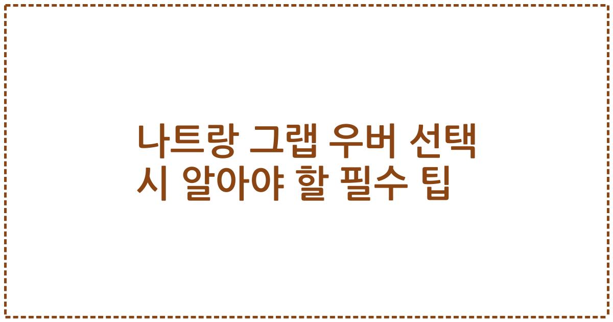 나트랑 그랩 우버 선택 시 알아야 할 필수 팁
